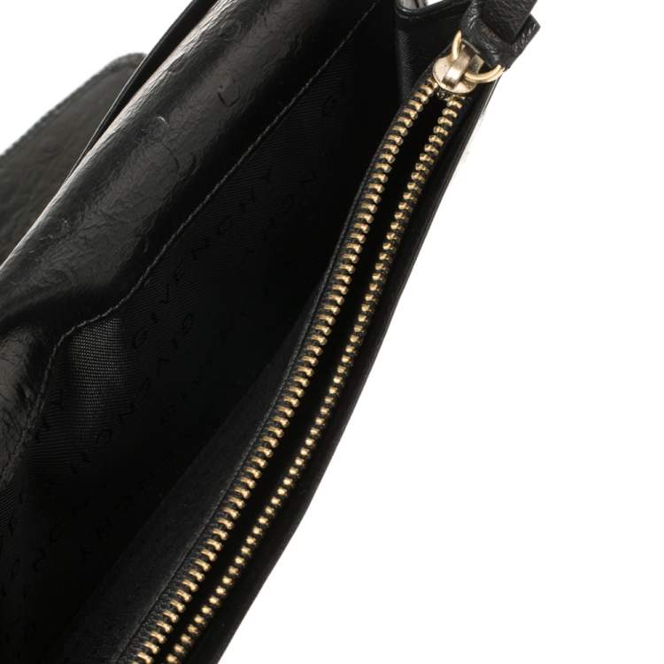 Pre Owned Givenchy Black Monogram Canvas and Croc Embossed Leather Tri Fold Continental Wallet