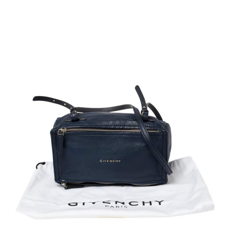 Pre Owned Givenchy Blue Leather Mini Pandora Crossbody Bag