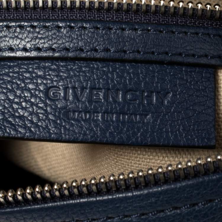 Pre Owned Givenchy Blue Leather Mini Pandora Crossbody Bag