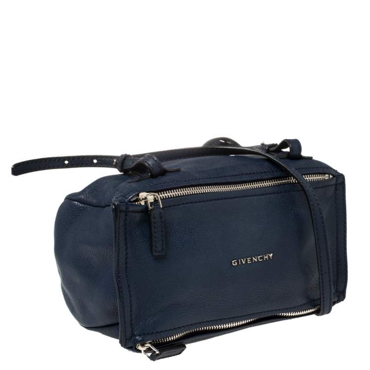 Pre Owned Givenchy Blue Leather Mini Pandora Crossbody Bag