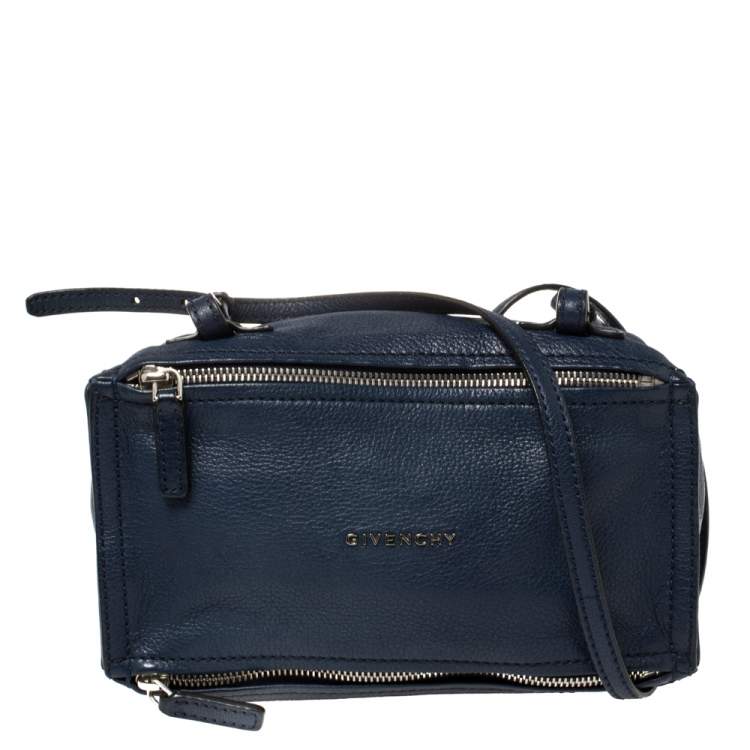 Pre Owned Givenchy Blue Leather Mini Pandora Crossbody Bag