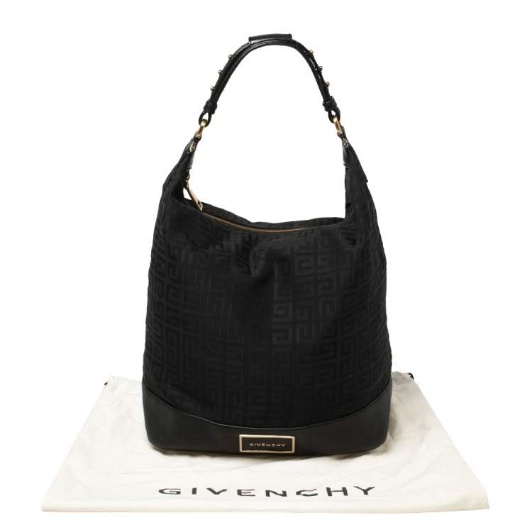 Pre Owned Givenchy Black Monogram Canvas and Leather Bucket Hobo