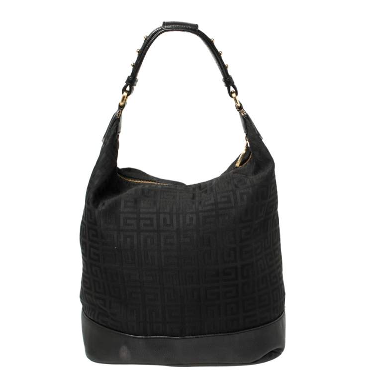 Pre Owned Givenchy Black Monogram Canvas and Leather Bucket Hobo