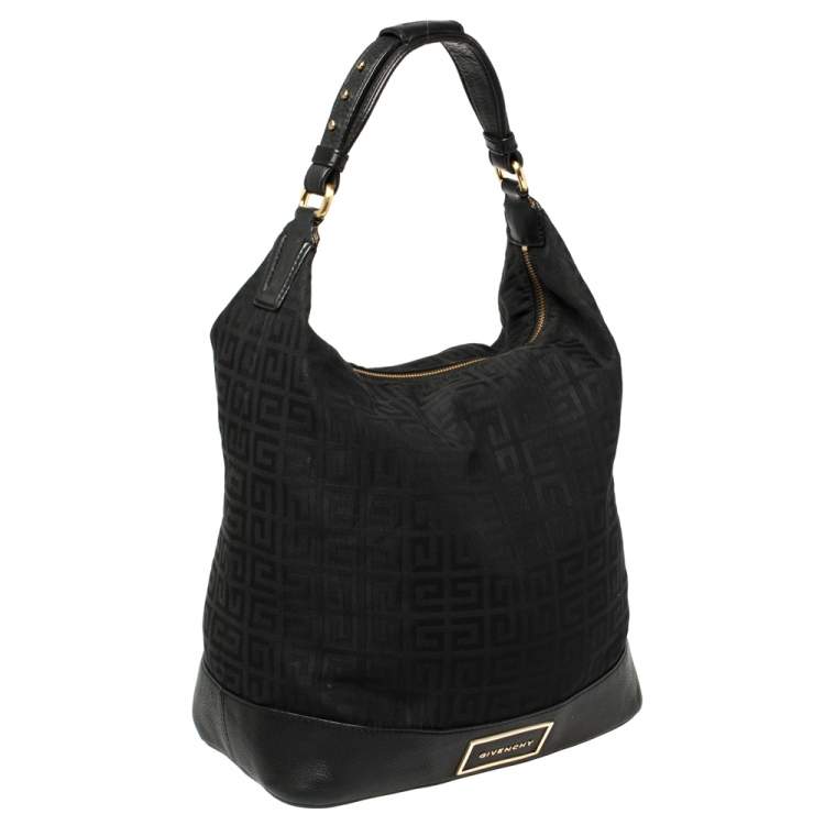 Pre Owned Givenchy Black Monogram Canvas and Leather Bucket Hobo