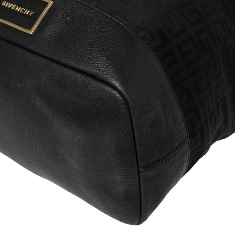 Pre Owned Givenchy Black Monogram Canvas and Leather Bucket Hobo