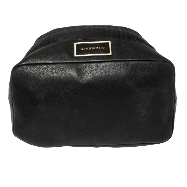 Pre Owned Givenchy Black Monogram Canvas and Leather Bucket Hobo