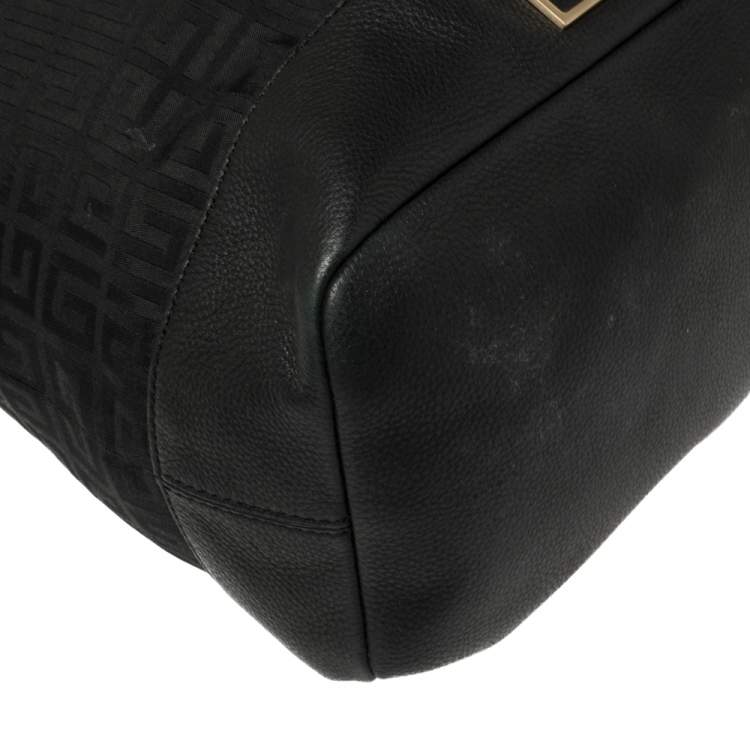 Pre Owned Givenchy Black Monogram Canvas and Leather Bucket Hobo
