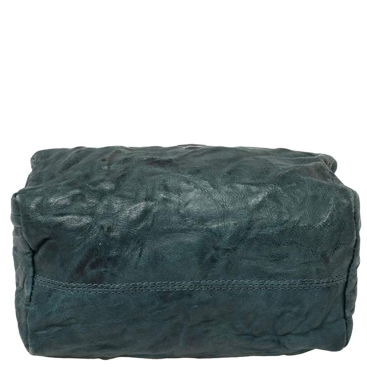 Pre Owned Givenchy Teal Blue Distressed Leather Pandora Clutch