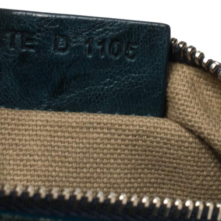 Pre Owned Givenchy Teal Blue Distressed Leather Pandora Clutch