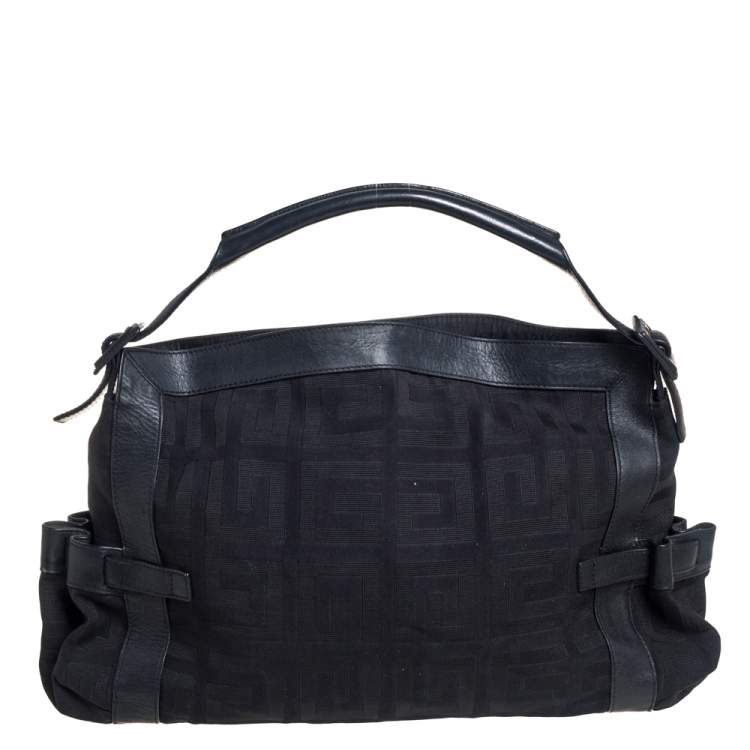 Pre Owned Givenchy Black Signature Canvas and Leather Satchel
