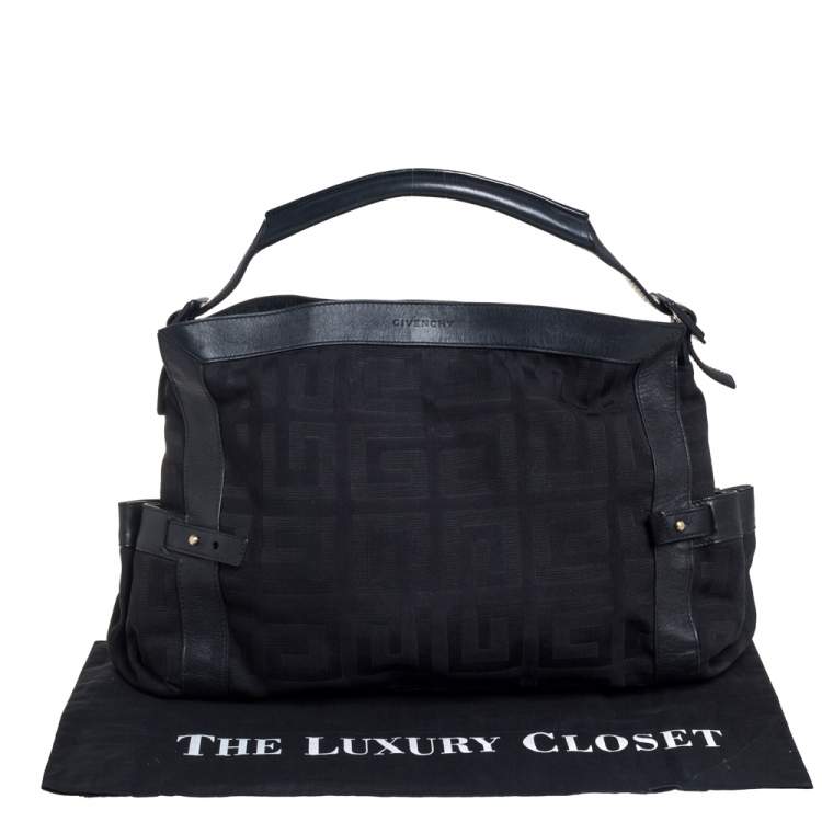 Pre Owned Givenchy Black Signature Canvas and Leather Satchel