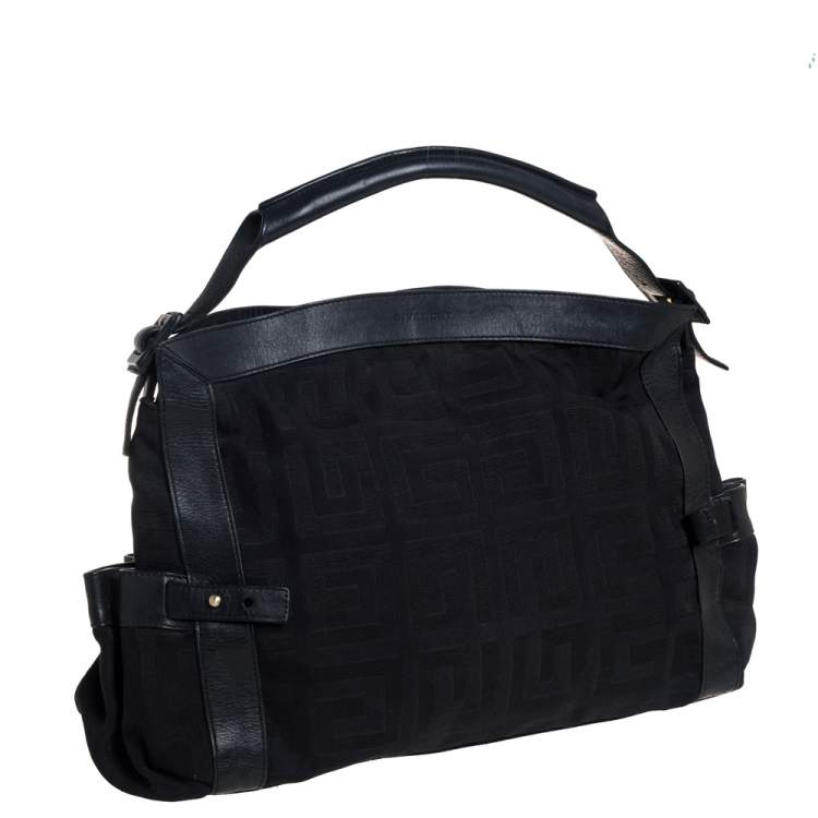 Pre Owned Givenchy Black Signature Canvas and Leather Satchel