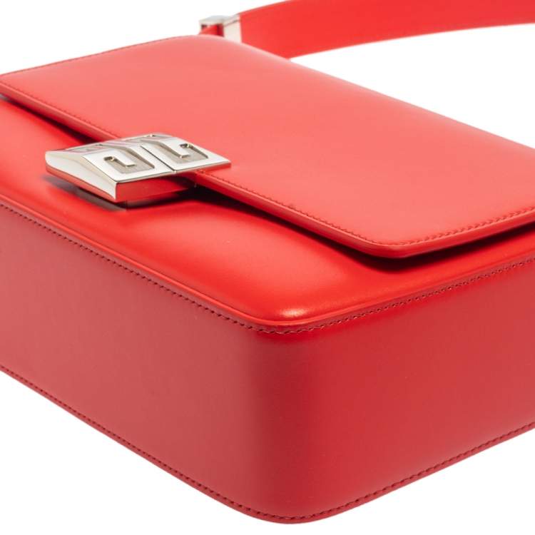 Pre Owned Givenchy Red Leather Flap Shoulder Bag