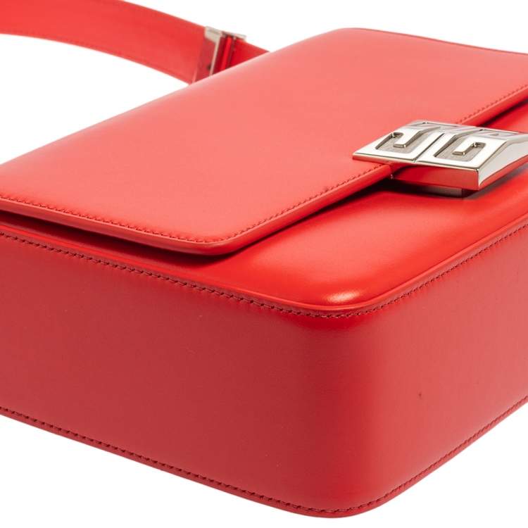 Pre Owned Givenchy Red Leather Flap Shoulder Bag