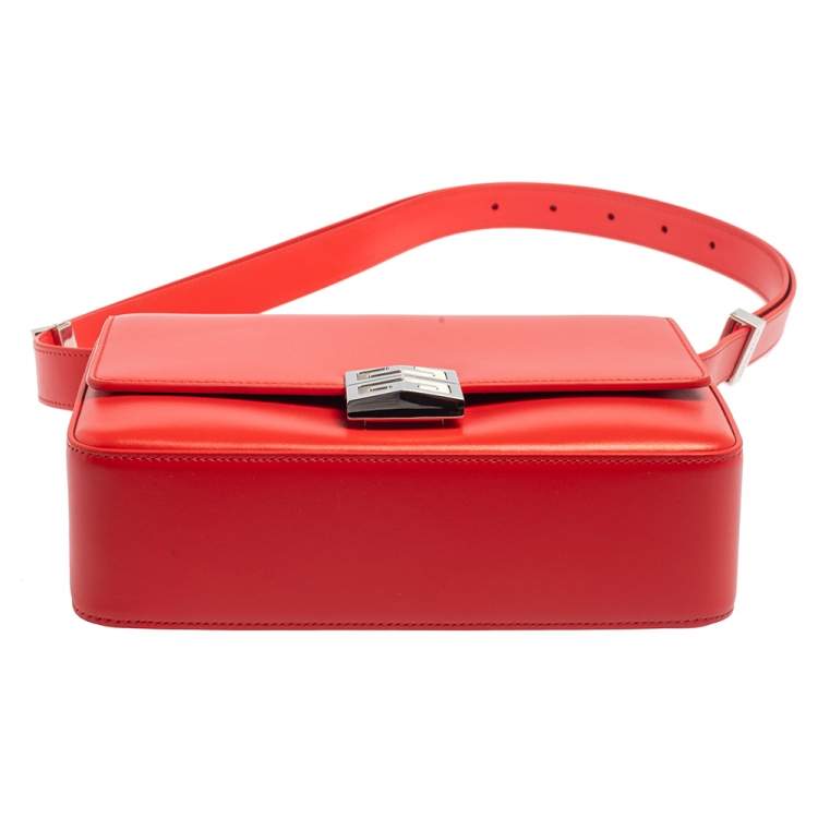 Pre Owned Givenchy Red Leather Flap Shoulder Bag