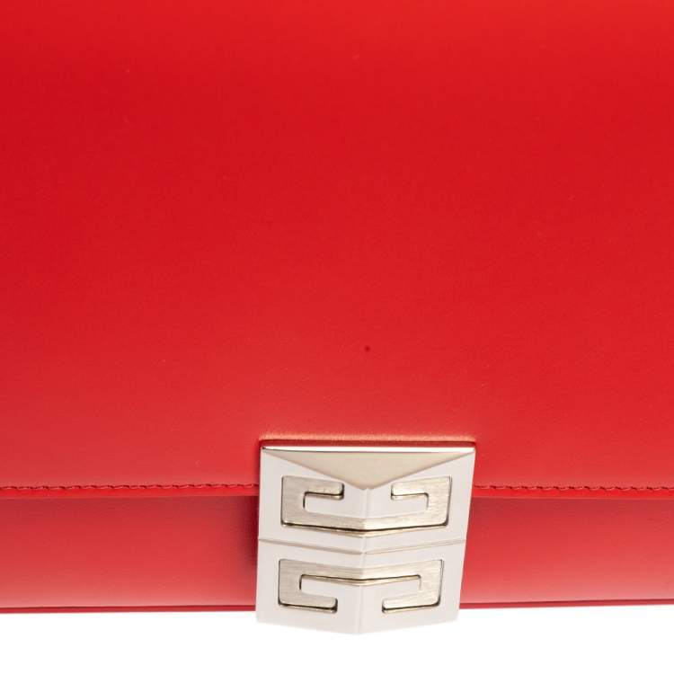 Pre Owned Givenchy Red Leather Flap Shoulder Bag