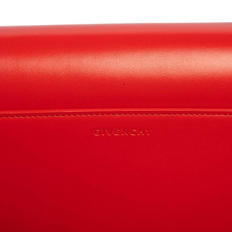 Pre Owned Givenchy Red Leather Flap Shoulder Bag