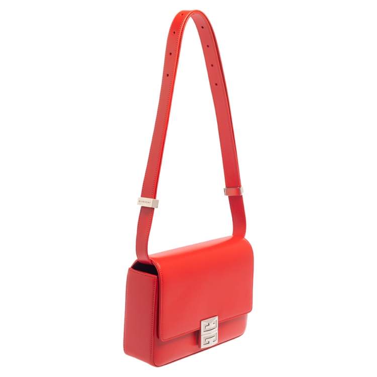 Pre Owned Givenchy Red Leather Flap Shoulder Bag