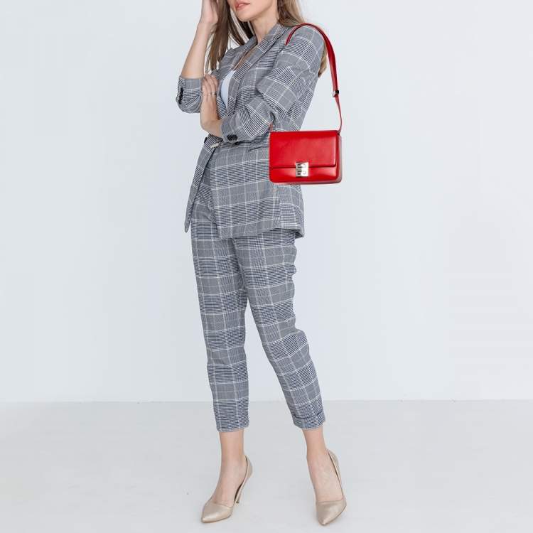 Pre Owned Givenchy Red Leather Flap Shoulder Bag