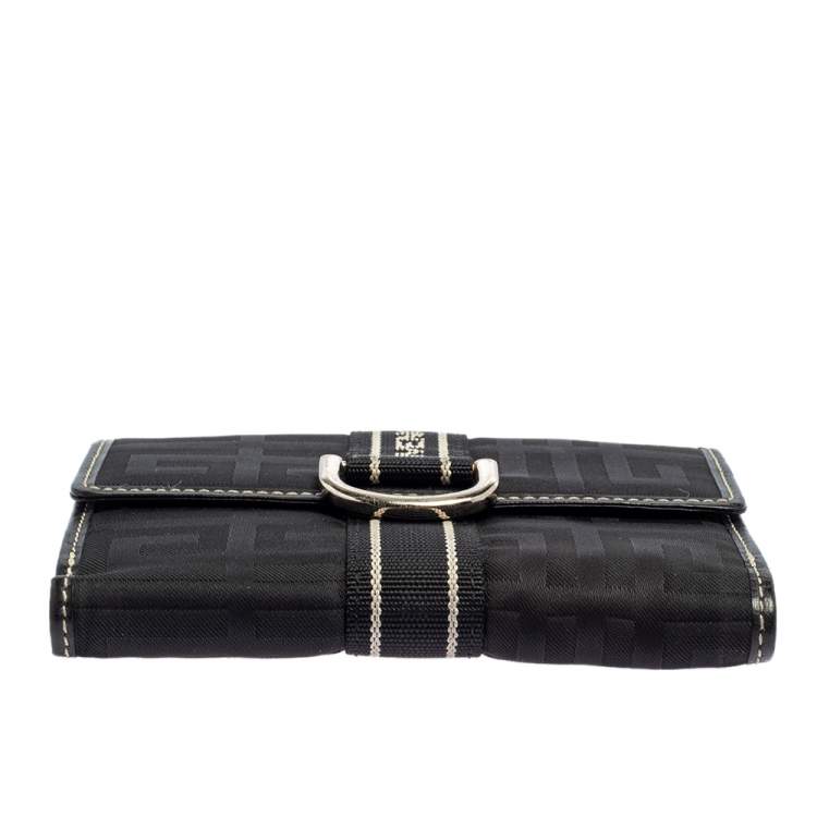 Pre Owned Givenchy Black Monogram Fabric and Leather French Wallet