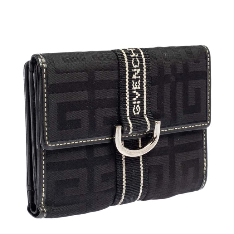 Pre Owned Givenchy Black Monogram Fabric and Leather French Wallet