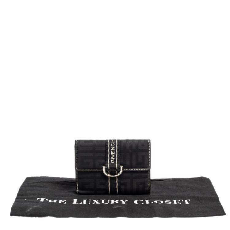 Pre Owned Givenchy Black Monogram Fabric and Leather French Wallet