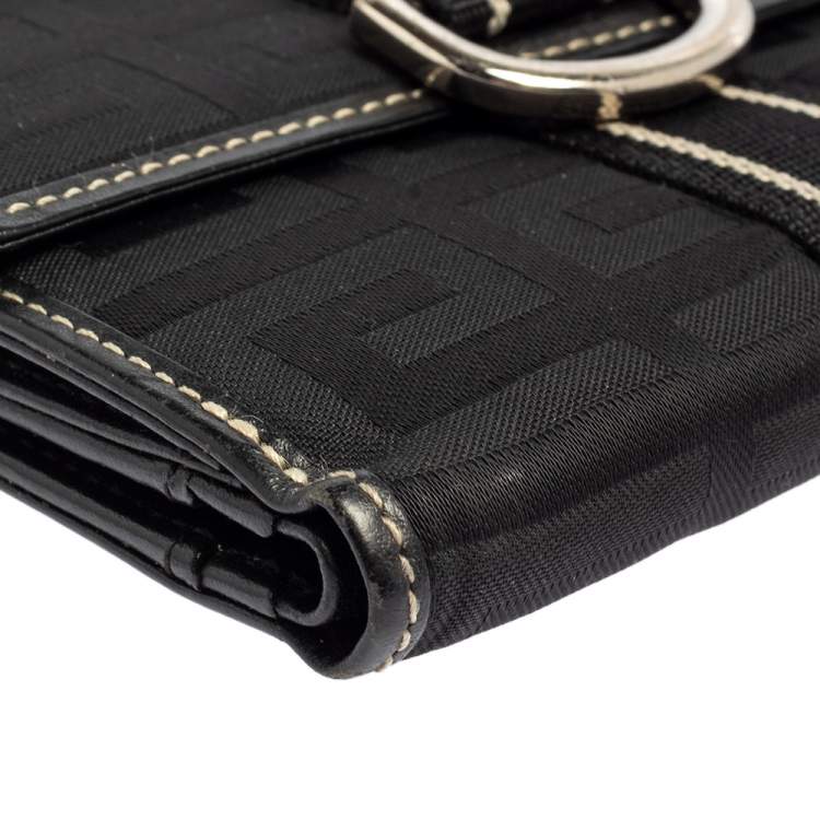 Pre Owned Givenchy Black Monogram Fabric and Leather French Wallet