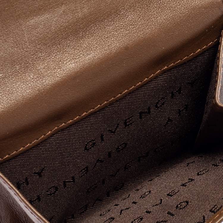 Pre Owned Givenchy Brown Signature Canvas and Leather Trim Compact Wallet