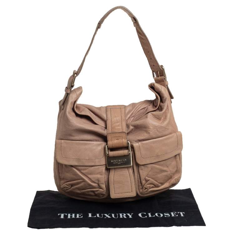 Pre Owned Givenchy Beige Leather Front Pocket Hobo