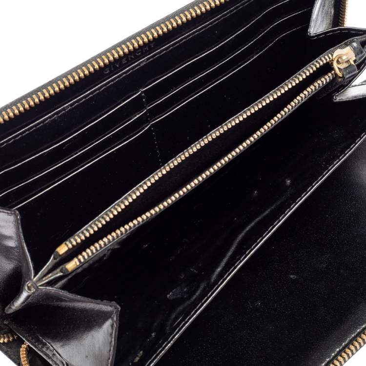 Pre Owned Givenchy Black Leather Antigona Zip Around Wallet