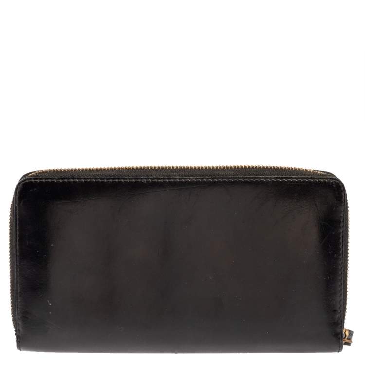 Pre Owned Givenchy Black Leather Antigona Zip Around Wallet