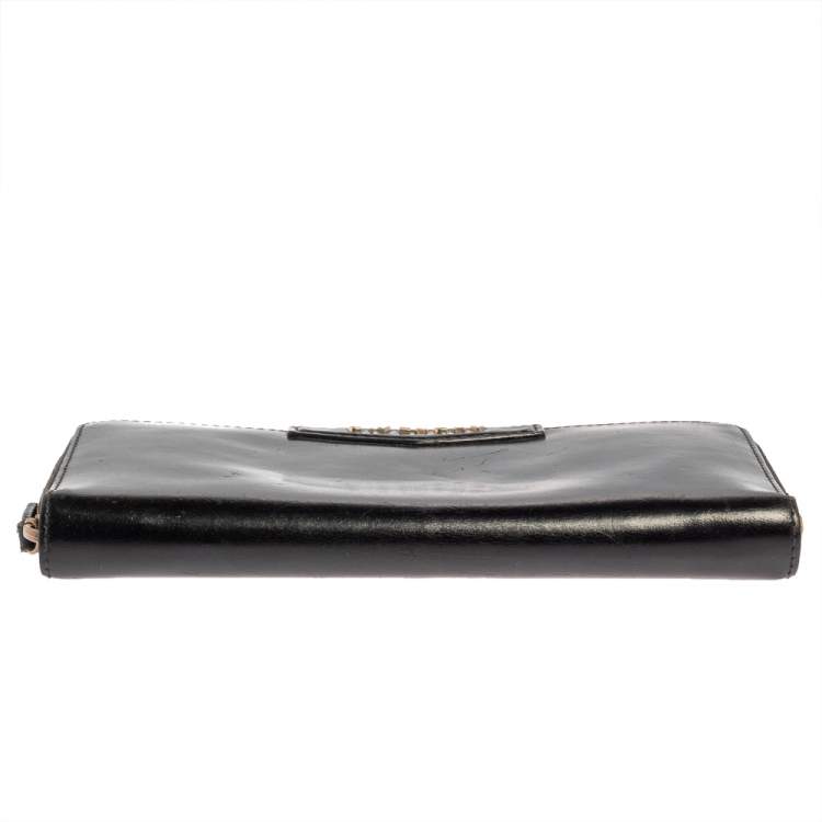 Pre Owned Givenchy Black Leather Antigona Zip Around Wallet