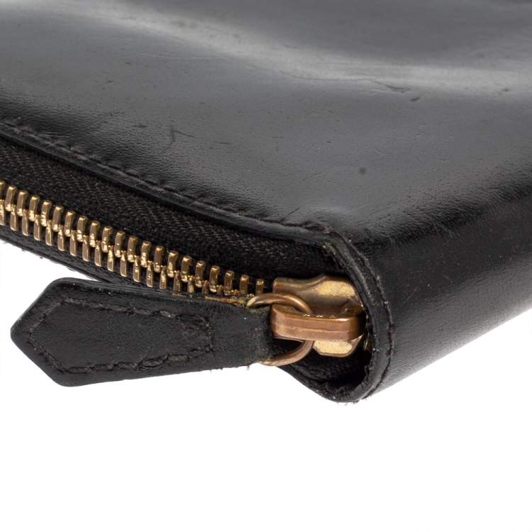 Pre Owned Givenchy Black Leather Antigona Zip Around Wallet