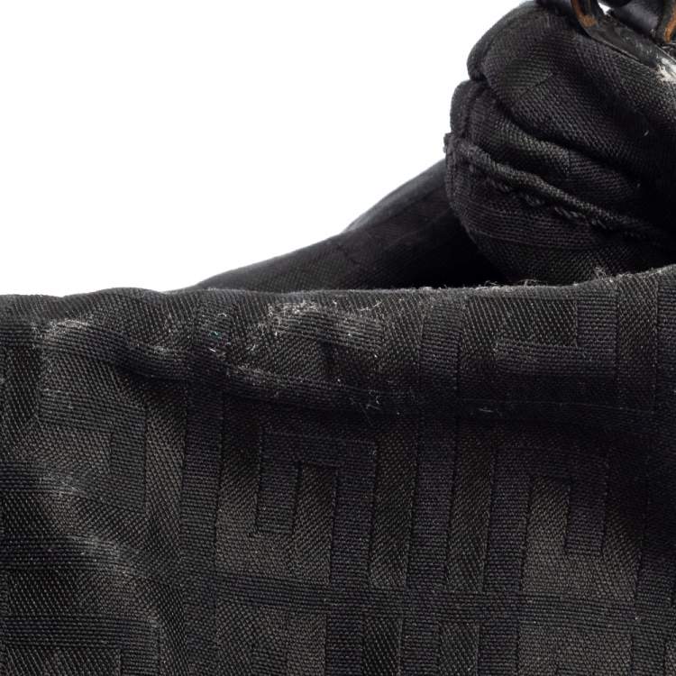 Pre Owned Givenchy Black Monogram Canvas And Leather Flap Hobo