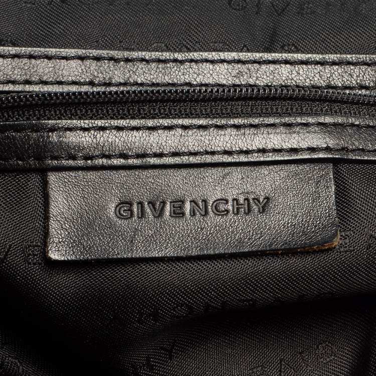 Pre Owned Givenchy Black Monogram Canvas And Leather Flap Hobo