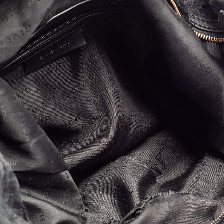 Pre Owned Givenchy Black Monogram Canvas And Leather Flap Hobo
