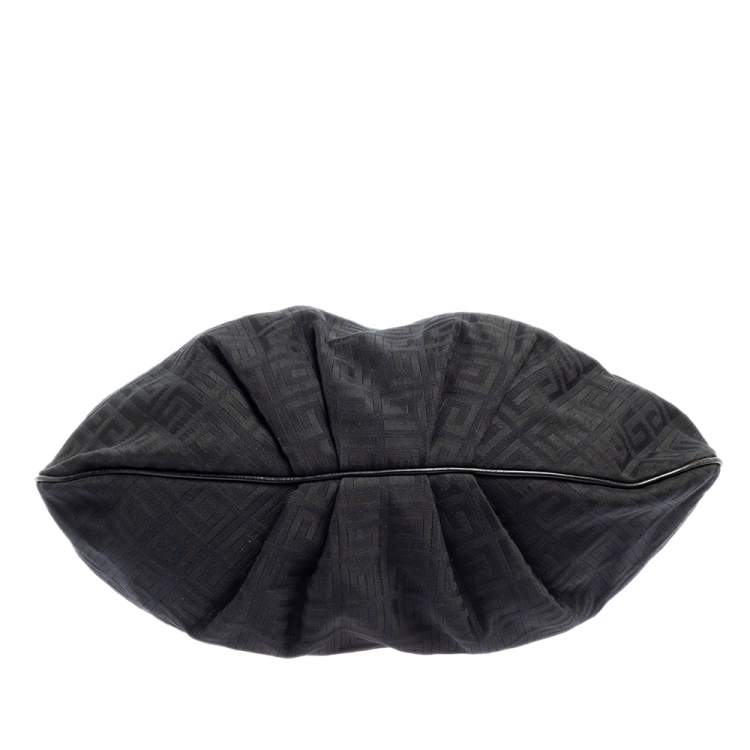 Pre Owned Givenchy Black Monogram Canvas And Leather Flap Hobo