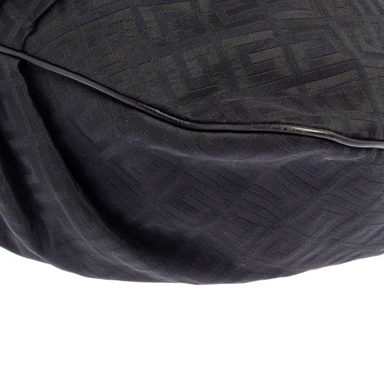 Pre Owned Givenchy Black Monogram Canvas And Leather Flap Hobo