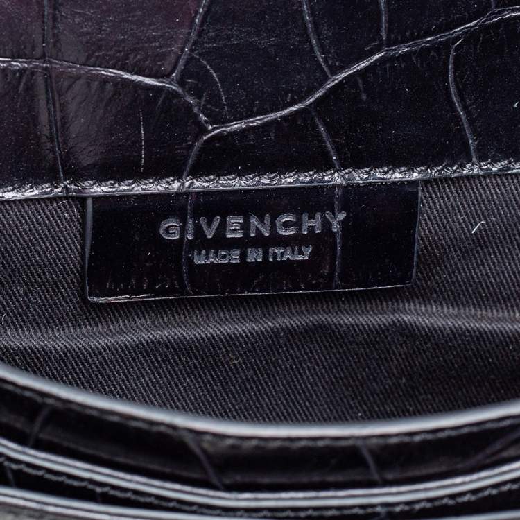 Pre Owned Givenchy Black Croc Embossed Leather Medium Antigona Clutch