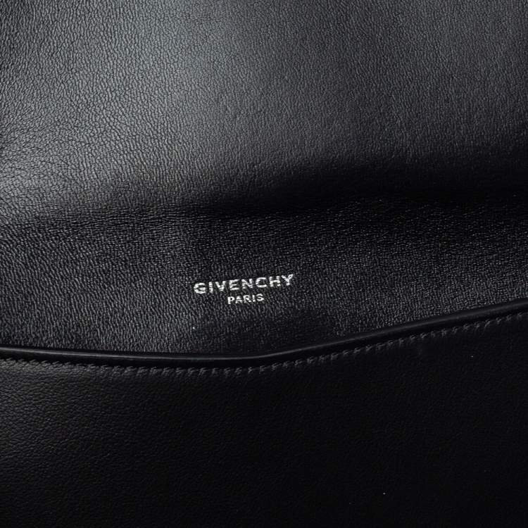 Pre Owned Givenchy Black Leather Flap Wristlet Clutch