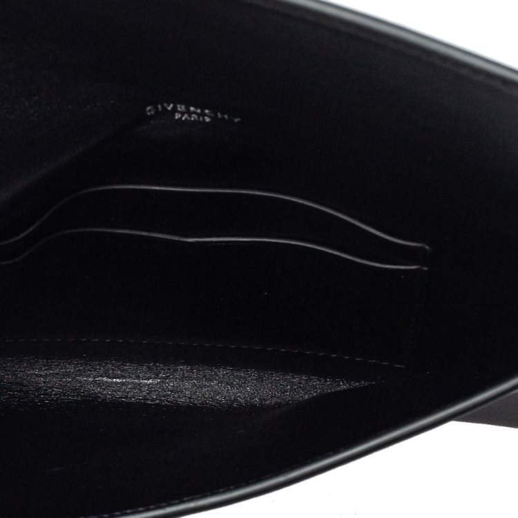 Pre Owned Givenchy Black Leather Flap Wristlet Clutch