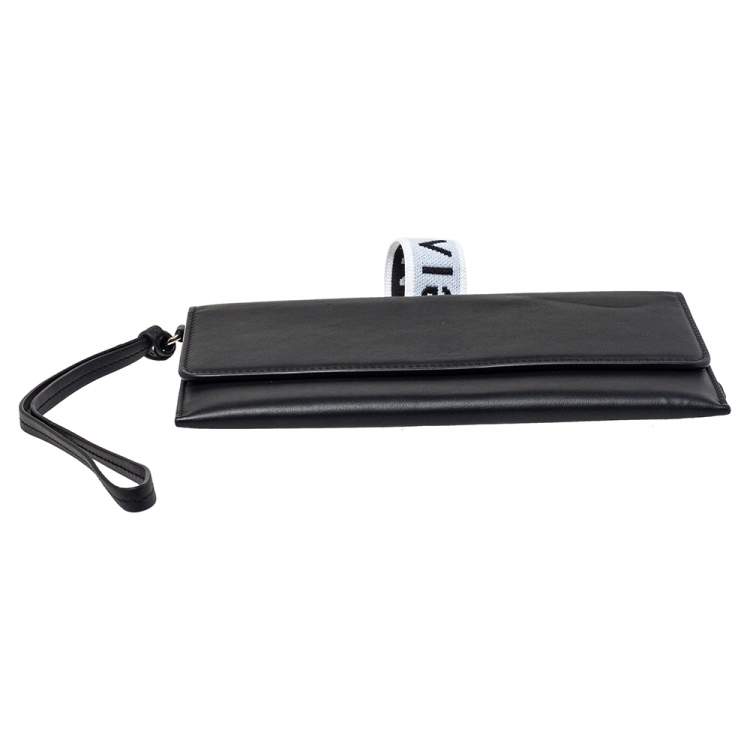 Pre Owned Givenchy Black Leather Flap Wristlet Clutch