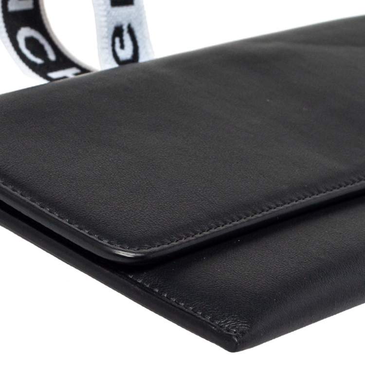 Pre Owned Givenchy Black Leather Flap Wristlet Clutch