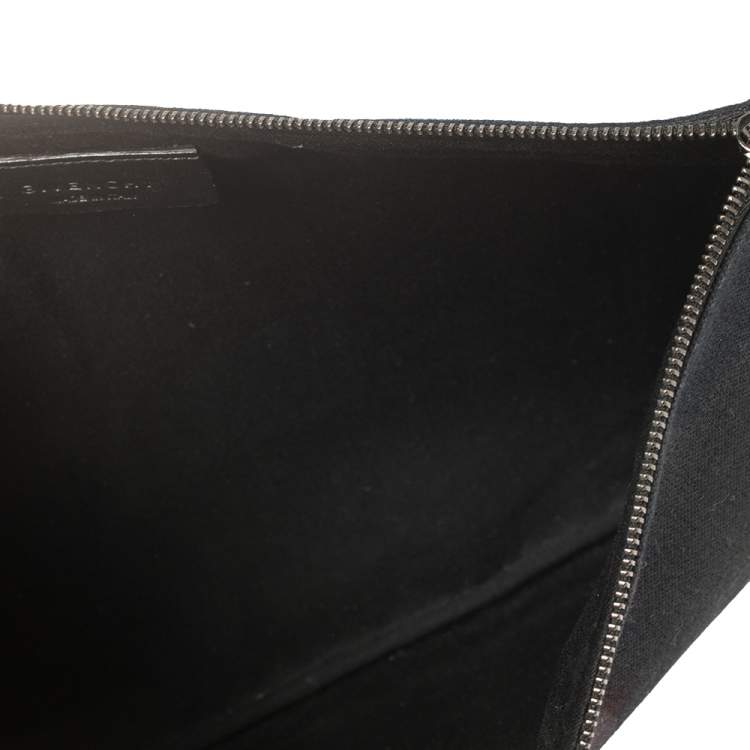 Pre Owned Givenchy Black Canvas and Leather Rottweiler Face Clutch
