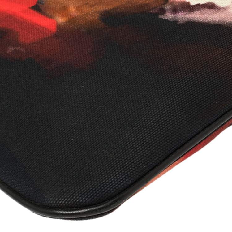 Pre Owned Givenchy Black Canvas and Leather Rottweiler Face Clutch