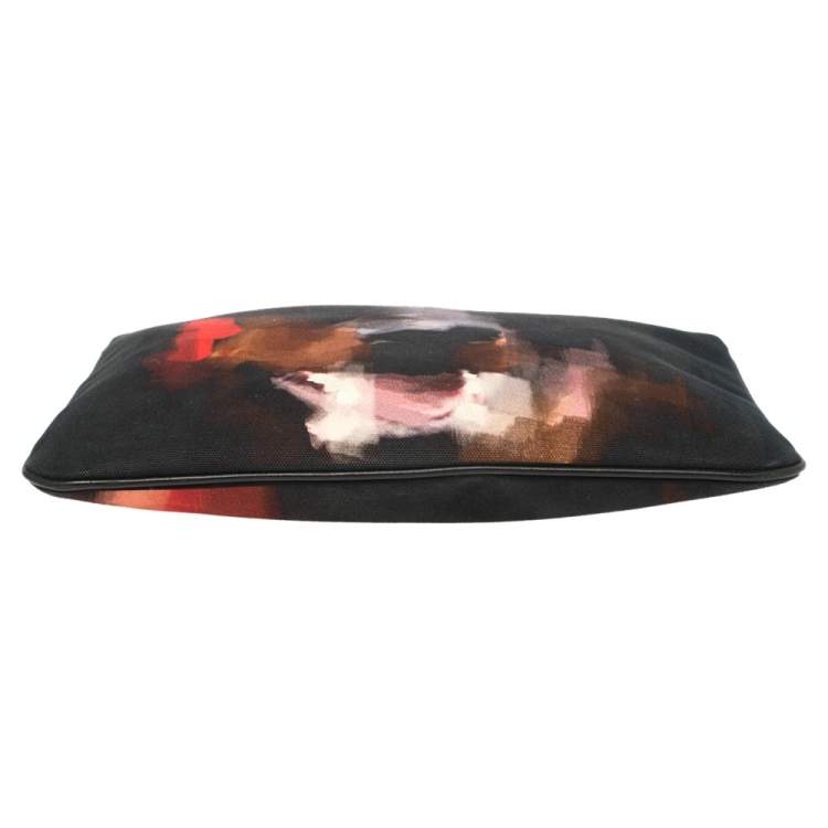 Pre Owned Givenchy Black Canvas and Leather Rottweiler Face Clutch