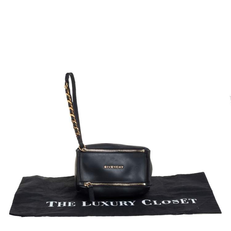 Pre Owned Givenchy Black Rubber Pandora Wristlet Clutch