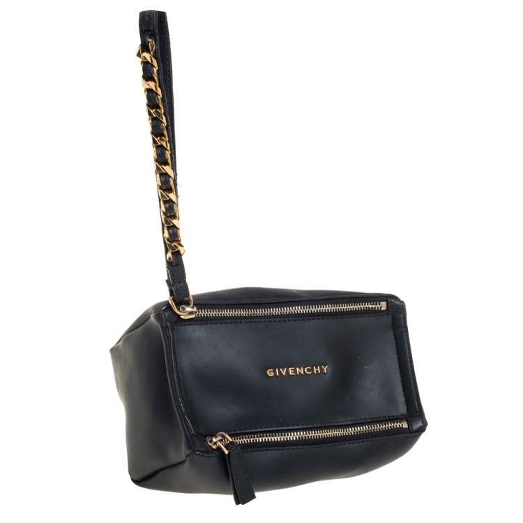 Pre Owned Givenchy Black Rubber Pandora Wristlet Clutch