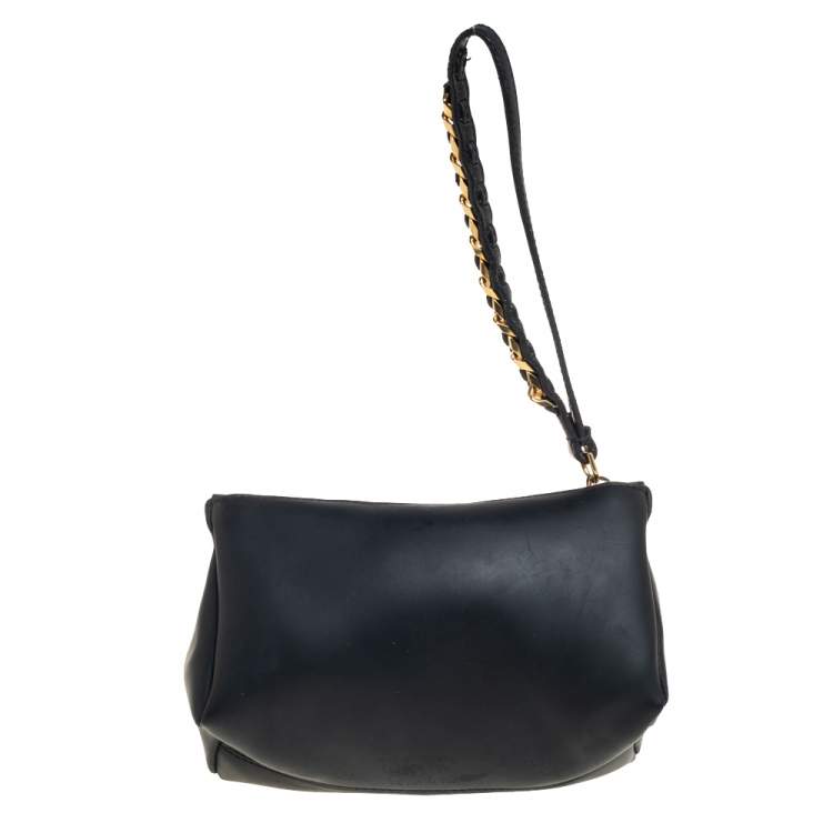 Pre Owned Givenchy Black Rubber Pandora Wristlet Clutch