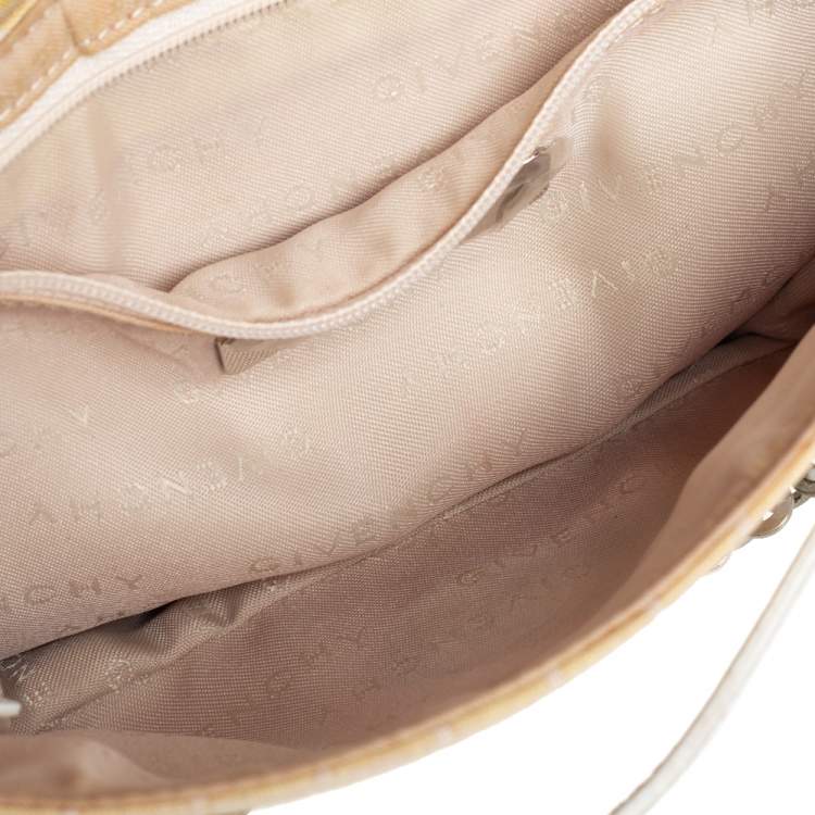 Pre Owned Givenchy Yellow Signature Canvas and Leather Flap Baguette